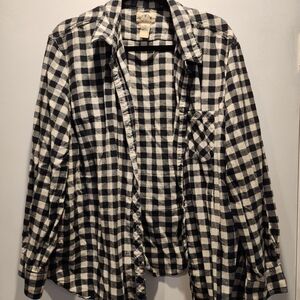 Classic Black and White Checkered Women's Button Down Shirt